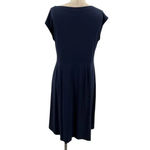 Eileen Fisher Viscose Jersey Knit Dress Navy Blue Cap Sleeve Size Small Photo 5