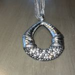 Diamanté silver pendant with four chains. Photo 2