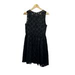 Banana Republic Sleeveless Fit & Flare Dress Black Diamond Print Women's Sz 6 Photo 2