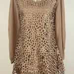 Pretty Angel Brown Open Crochet Lace Puff Sleeve Pullover Top Size Large NEW Photo 0