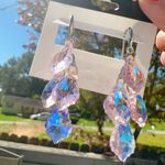 Nine West  transparent crystal drops silver tone earring 925 sterling silver post Photo 2