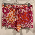 Cute Josie Natori silky pull in draw string funky shorts pink orange floral Size M Photo 3