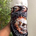 Unisex Y2K Skulls Flames Barb Wire Bandana Face Mask Cover Scarf Headwrap Durag Shield Biker Motorcycle Velcro Shield For Men Women #gothic #grunge #streetwear Black Photo 2