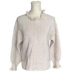 Madewell Ruffled Neck Ribbed Knit Beige Sweater Sz Large Cotton & Merino Wool Photo 0