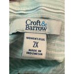 Croft & Barrow  Womens Plus 2X Striped Roll Tab Sleeve Collared Button Down Shirt Photo 3