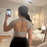 Kamo Fitness Grey backless cropped top with removable pads. Gray Photo 2