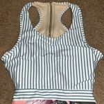 ALBION FIT Albion Island Fever Floral Stripe Castaway One Piece Swimsuit Zip Tie Back XL Photo 4