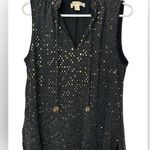 Michael Kors  Black and Gold Sleeveless Vneck Sparkle Blouse NWOT Photo 0