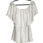 Alice + Olivia  Off The Shoulder Flutter Smocked White Romper 2 Photo 1