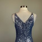 AQUA Sleeveless Sequin Evening Gown Size 6 Blue Thigh Slit Long Formal Dress by Photo 5