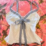 true vintage y2k 2000s italian coquette sailor plaid ribbon tie fairy tank top cami White Size One Size Photo 3
