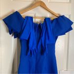 None Royal blue fancy dress w/ bow front w/ blue gloves, jewel, regency core Photo 4