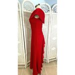 Betsy and Adam Betsy Adam Red Off Shoulder Ruffled Back Mermaid Gown Formal Evening Dress 6P Photo 1