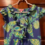 Lilly Pulitzer  Seashell Fallin In Love Royal Dress Size Small Ruffle Silk Blend Photo 1