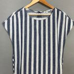 Madewell Striped Play Button Back Dress Small Shift Mini Blue White Casual Beach Photo 5