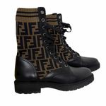 Fendi Rockoko Combat Boots Knit Sock High Top FF Motif Photo 3