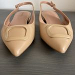 Nordstrom  Весса Pointed Toe Slingback Leather Flat Buckle Accent Tan Size 8 Photo 3