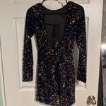 Hello Molly Blue Multi Color Sequin Long Sleeve Dress Photo 4