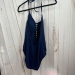 Time and Tru Women’s Large Navy Blue Embroidered One Piece Swim Photo 2