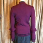 Marled Ribbed Wine w/Black Stripes Sweater Purple Size M Photo 1