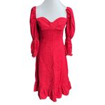 o.p.t. Kourtney Linen Blend Midi Dress Burgundy Red Size 8 Photo 1