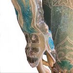 VINTAGE 1980’S ZEBUN AQUA BLUE AND SILVER SEQUINS SILK ABSTRACT PRINT DRESS (M) Size M Photo 6