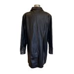 Kenzie Faux Leather Trench Coat Black Brown Stitching Y2K Zara Style Long Jacket Size L Photo 5