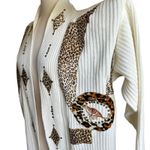 Vintage Focus USA Leopard Applique Cardigan OS Open Front Statement Maximalism Brown Size undefined Photo 12