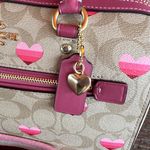 Coach Rowan Satchel In Signature Canvas With Stripe Heart Print GOLD HEART Photo 1