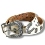 Urban Outfitters Western Bohemian Leather Studded Belt Off White Silver Medium Photo 7