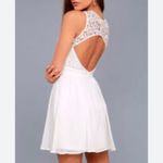 Lulus  Romantic Tale White Lace Skater Dress Size Small With Open Key Hole Back Photo 4