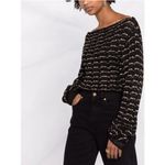 Balmain  Off The‎ Shoulder Metallic Cropped Top Black Gold FR 38 US 6 Photo 2