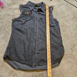 Harley Davidson Motorcycles Size Small Womens Sleeveless Jean S Button Down Top Blue Photo 9