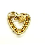 VTG Carla Signed 12K Gold Filled Multi‑Color Rhinestone Heart Brooch Photo 3