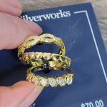 Belk NWT Gold Over Fine Silver Plated Crystal Halo and Band 3 Piece Ring Set Photo 5