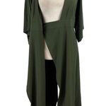 Athleta Calistoga Wrap Coverup Dress Green Stretch Kimono Sleeves Size Medium P Photo 6