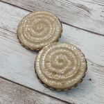 Vintage Clip On Earrings Large Beige Spiral 1 & 1/8" Photo 4