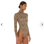 Lovers + Friends  Turtleneck Leopard Print Bodysuit with Long Sleeves in Tan Smal Photo 1