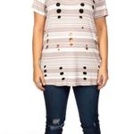 Love j Khaki Striped Distressed Cut Out Tee Plus Size 3X Photo 2