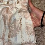 Vintage sound style paper bag linen Cream and Tan Wide Leg Women's Pants Sz M Size M Photo 4