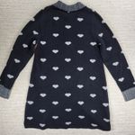Lisa Todd Sweater Dress Medium Black Gray Heart Print Collared Long Sleeve Knit Photo 7