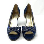 Nine West Women’s Blue Satin Weeding Shoes Photo 4