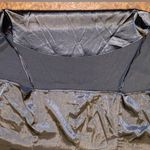 Black stretch satin, deep cowl neck slip dress with adjustable straps Photo 6