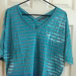 prAna  Ombre Teal Gray Blue Striped Dolman Blouse Size XL GUC #7992 Photo 4