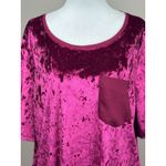 NEW Evri Top 1X Stretch Crushed Velvet Pocket Tee Shirt Magenta Pink Blouse Plus Photo 2