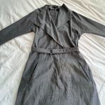 Hugo Boss Boss gray belted waterfall v neck collared trench mid length dress M Photo 9