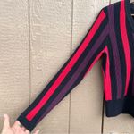 CAbi Womens Sweater Black Stripe Royal Pullover Multicolor V-neck Size Medium Photo 6