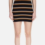 Sanctuary  Mock Neck Stripe Rib Knit Midi Dress Black Brown White Size M NWT Photo 0