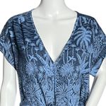 H&M Desmond & Dempsey X Dress Womens XS Blue Tropical Linen Blend Preppy Coastal Photo 3