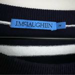 J. McLaughlin  navy blue white striped sweater long sleeve boat neck coastal M Photo 2